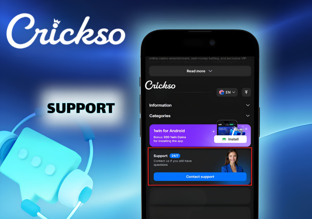 Crickso customer support — live chat, email, and guidance for troubleshooting issues.